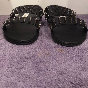 Steve Madden Black Leather Studded Sandal